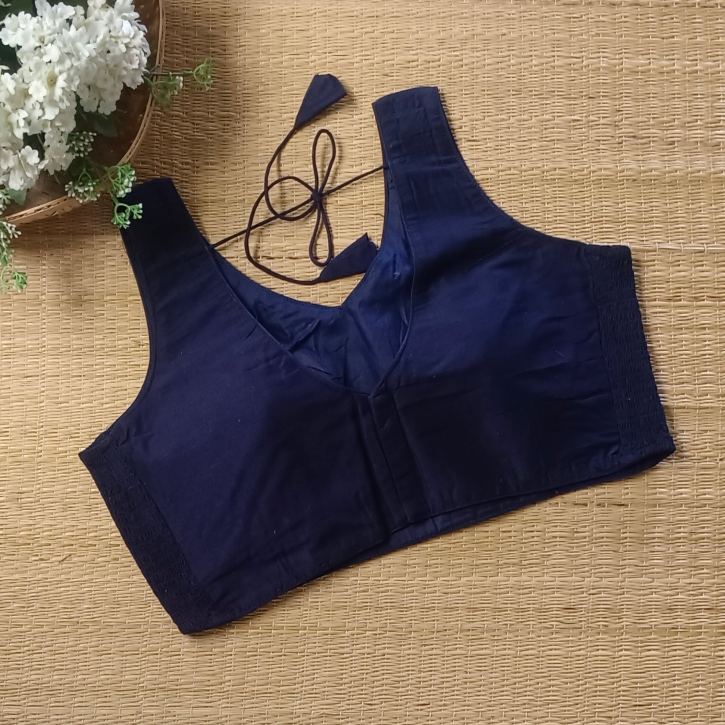 Navy blue plain flexifit blouse (attachable sleeves)