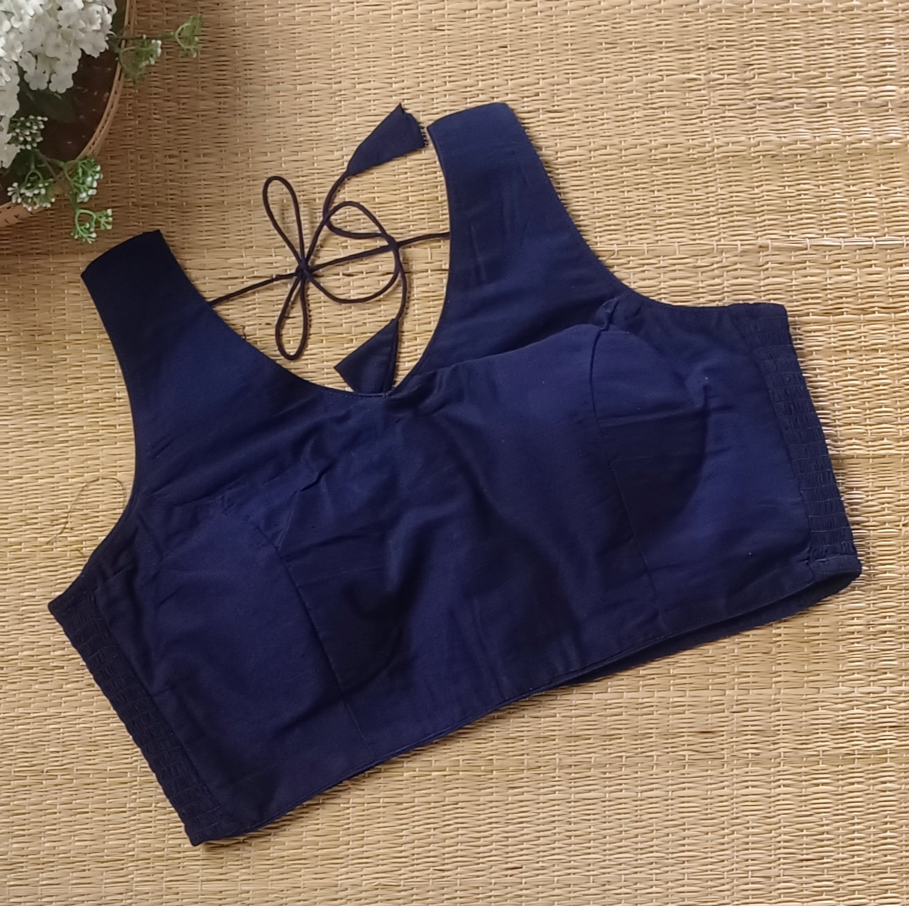 Navy blue plain flexifit blouse (attachable sleeves)