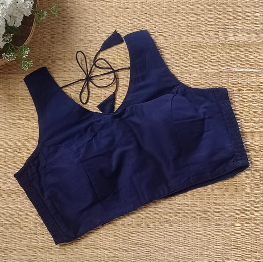 Navy blue plain flexifit blouse (attachable sleeves)