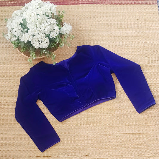 Royal Blue Velvet Full Sleeve Blouse