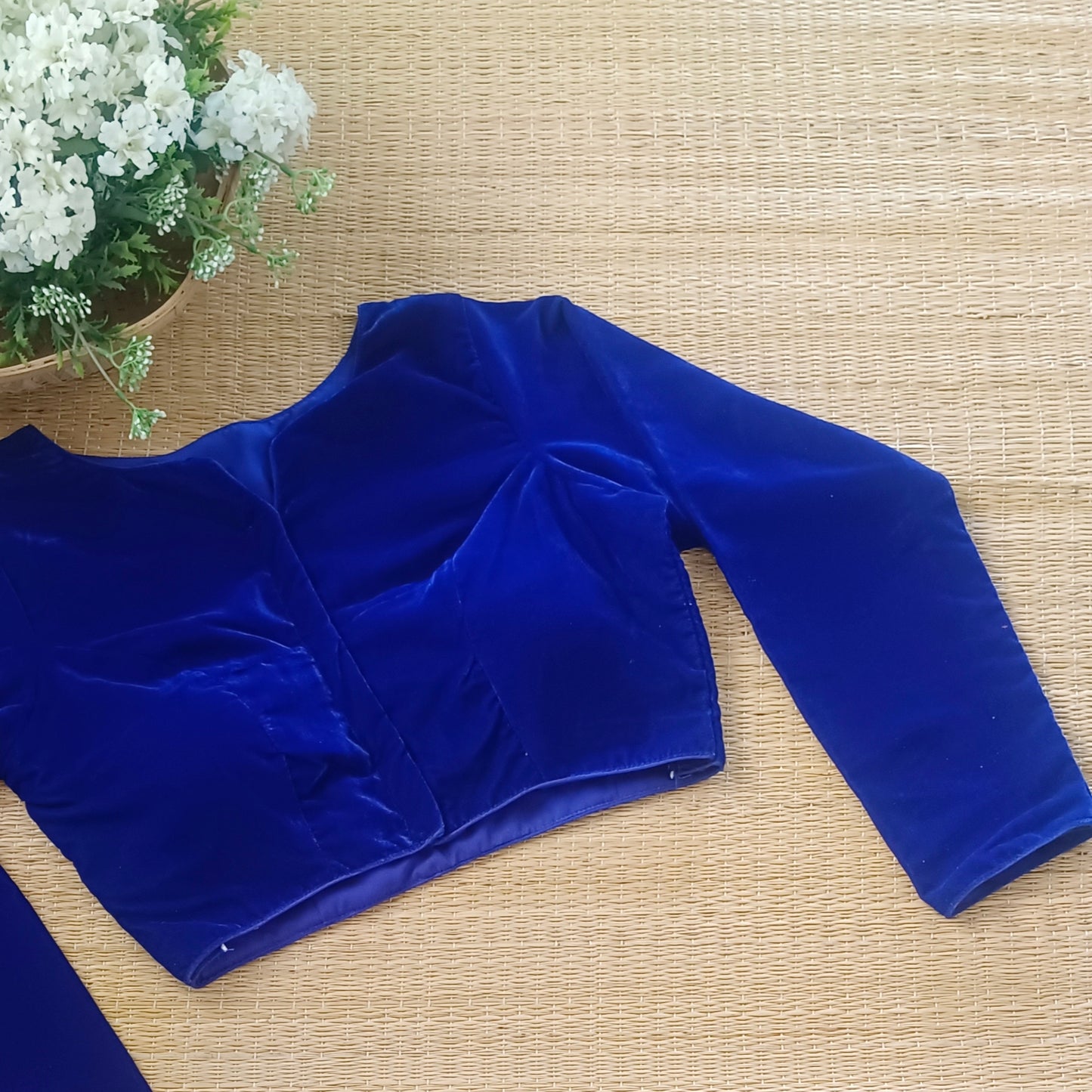Royal Blue Velvet Full Sleeve Blouse