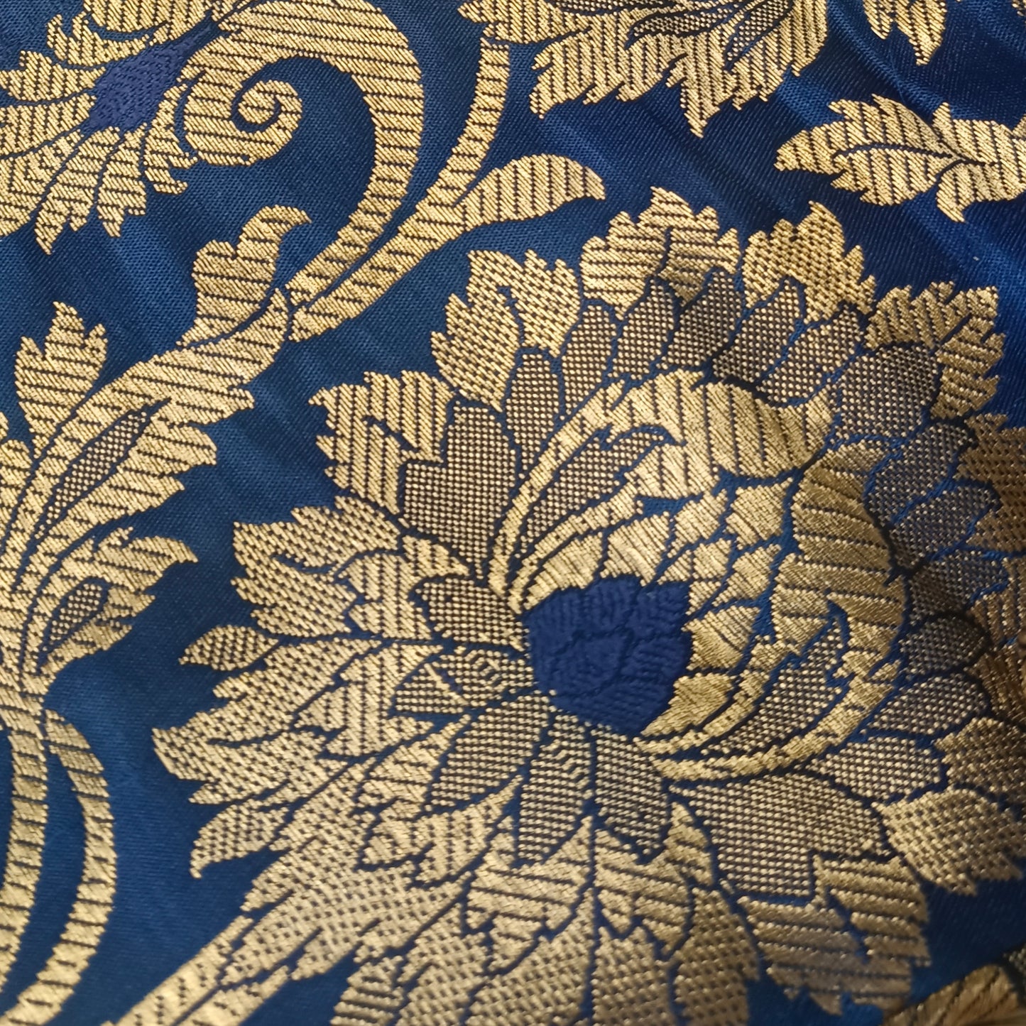 Navy Blue Brocade Blouse