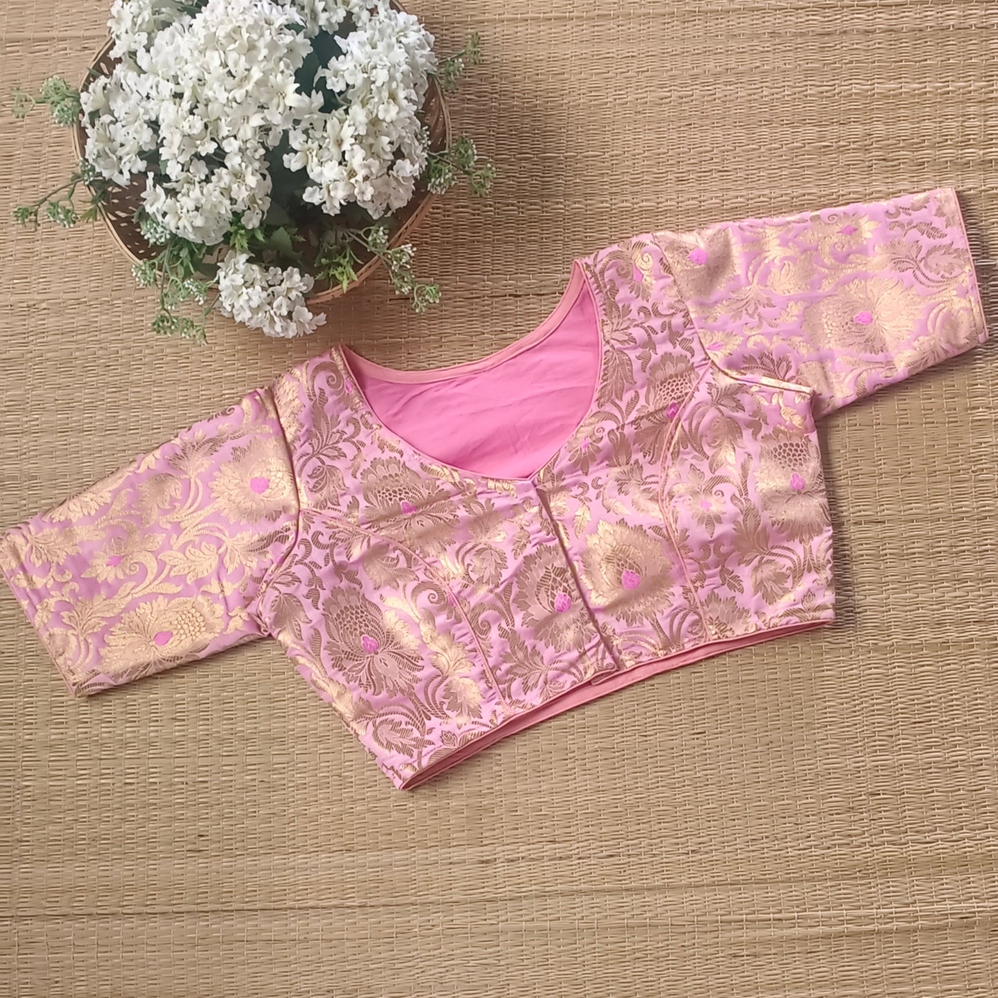 Pink Brocade Blouse