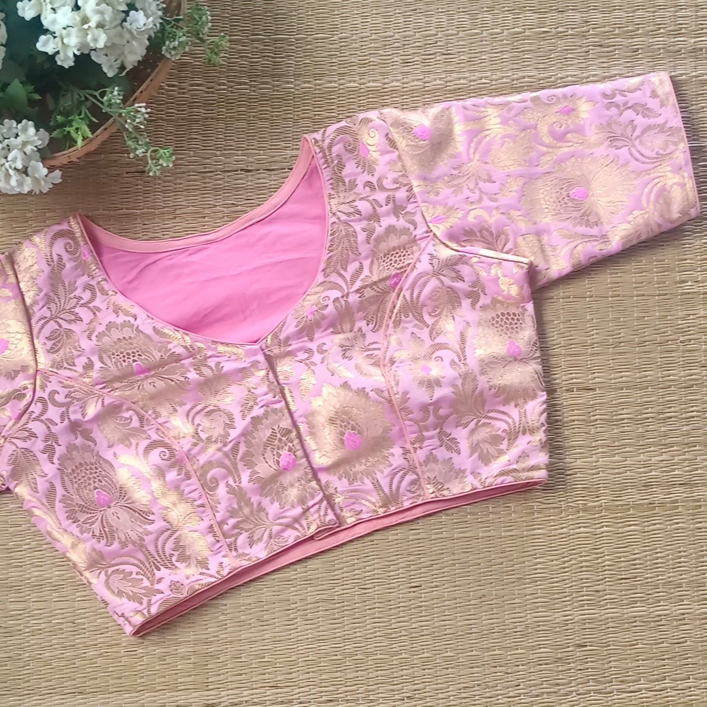 Pink Brocade Blouse