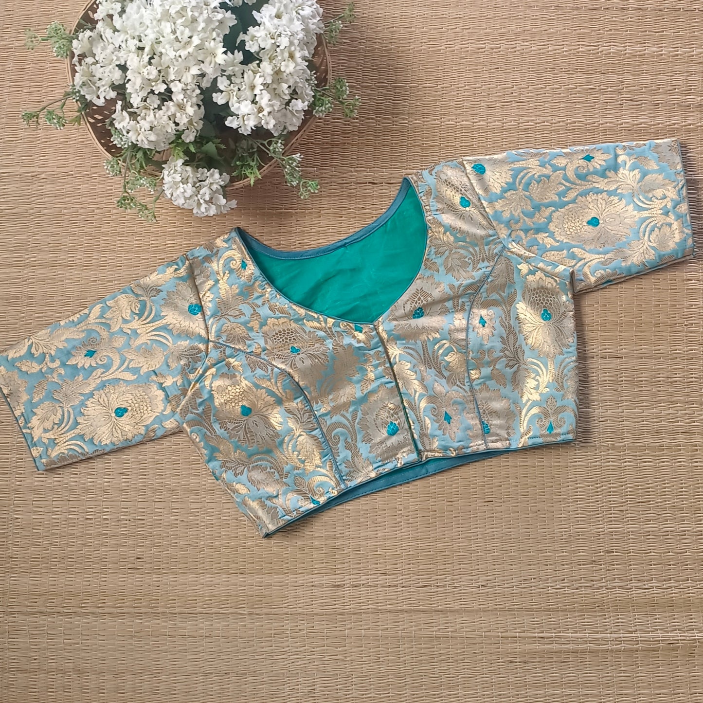 Pastel Green Brocade Blouse