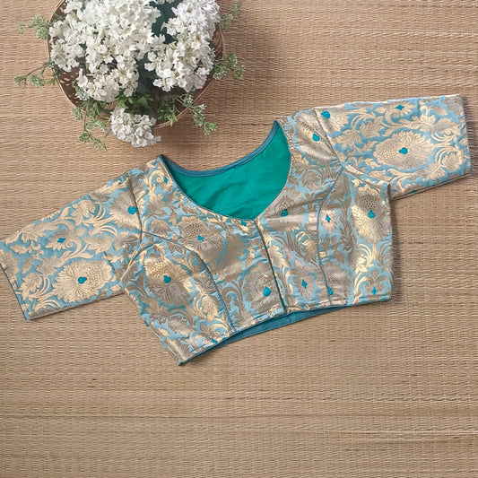 Pastel Green Brocade Blouse
