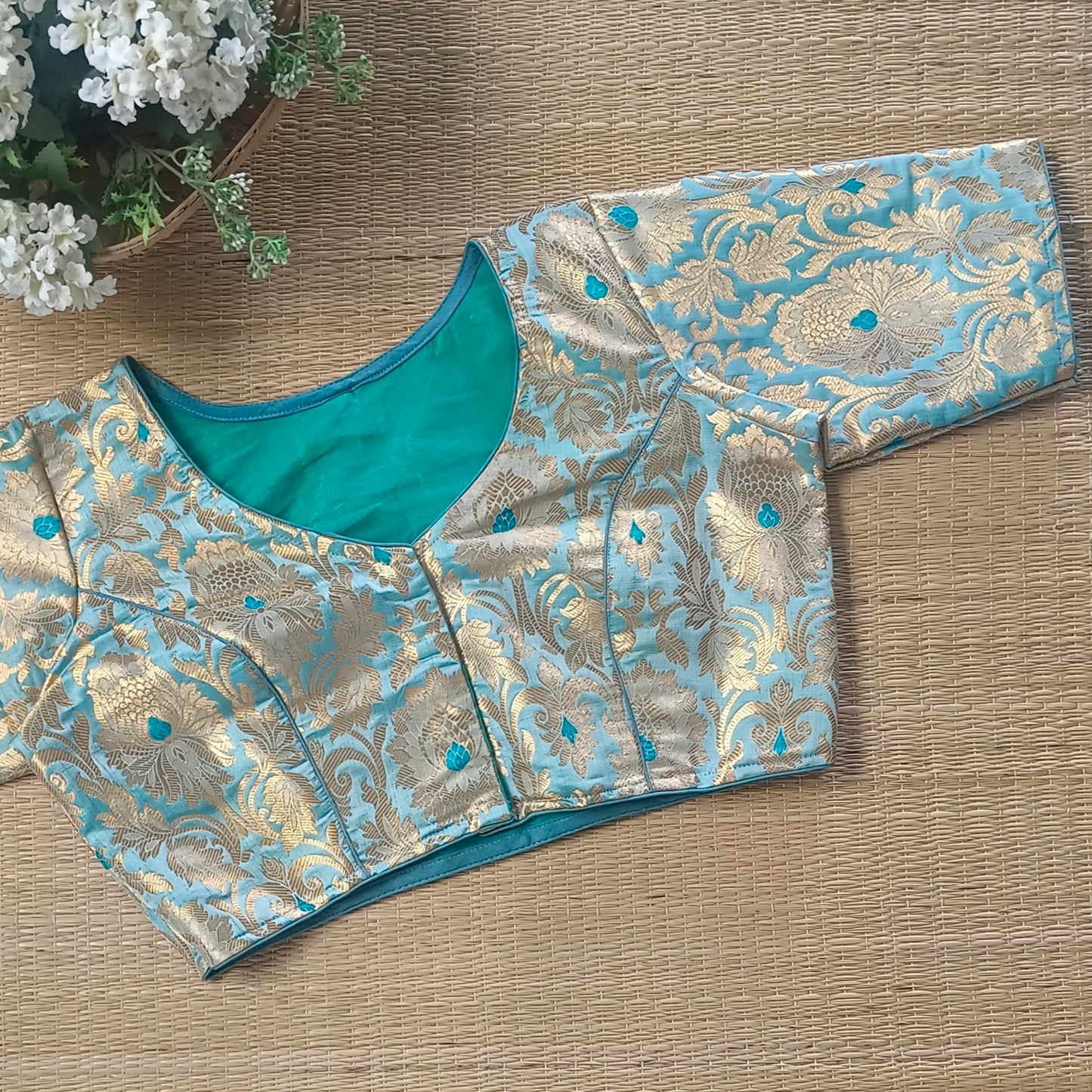 Pastel Green Brocade Blouse