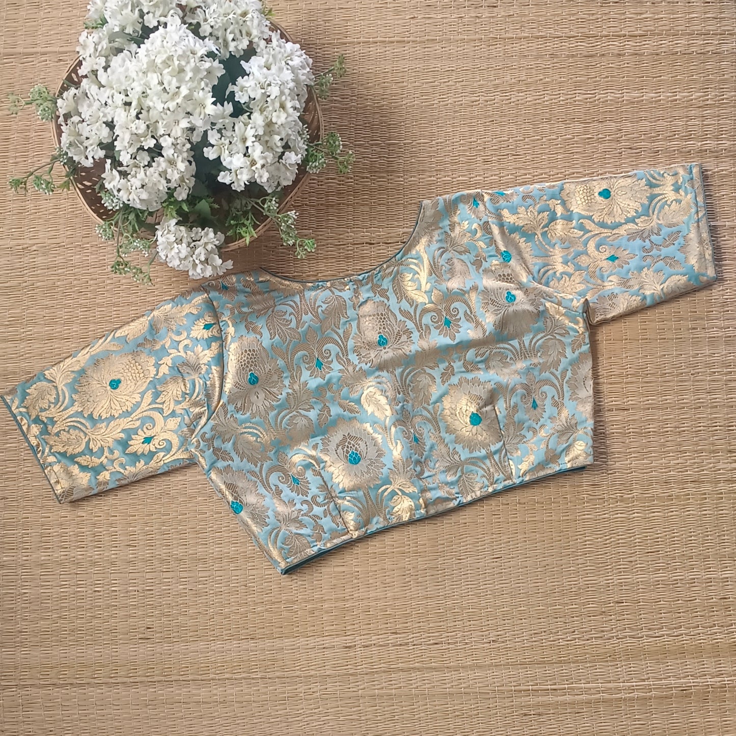 Pastel Green Brocade Blouse
