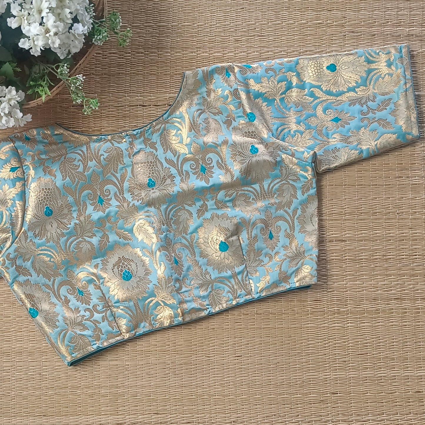 Pastel Green Brocade Blouse