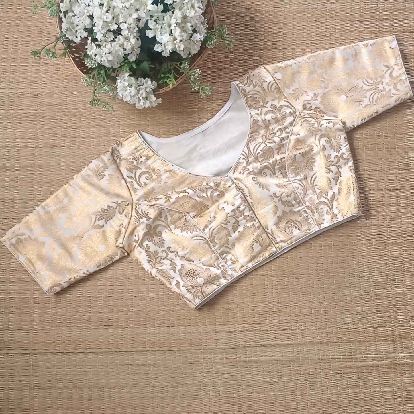 Off White Brocade Blouse