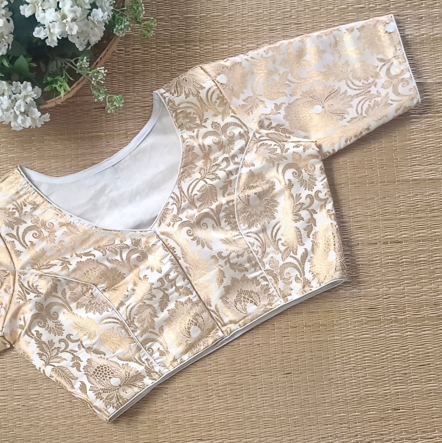 Off White Brocade Blouse