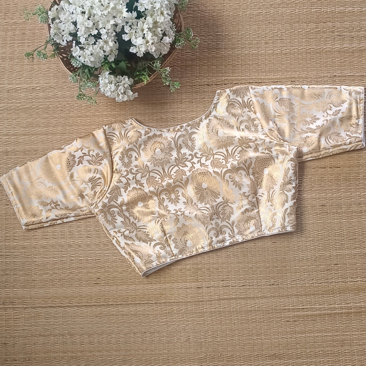Off White Brocade Blouse