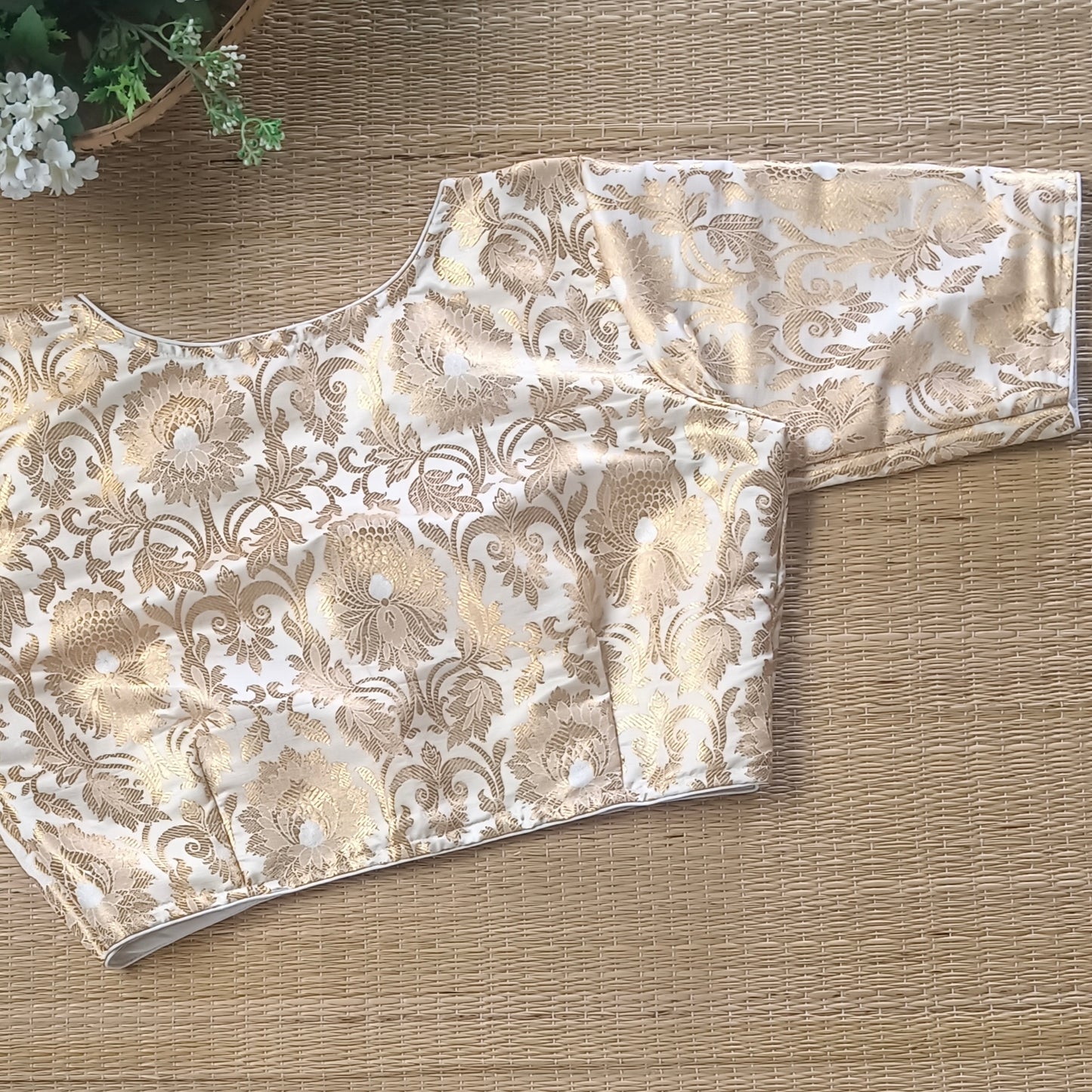 Off White Brocade Blouse