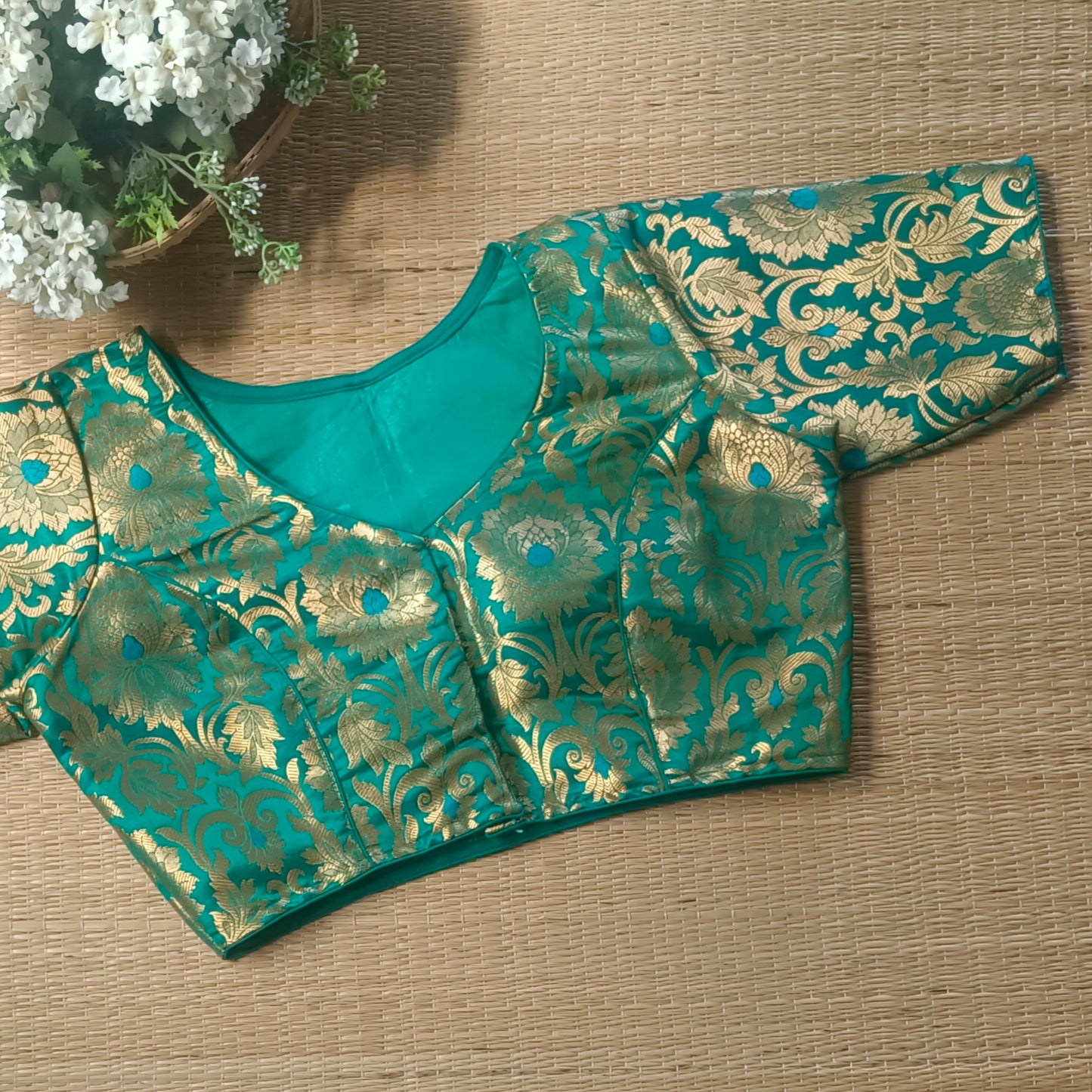 Rama Green Brocade Blouse