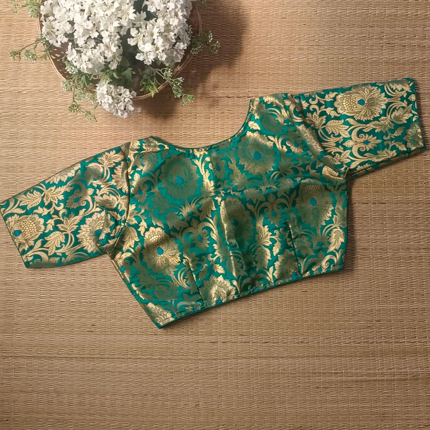 Rama Green Brocade Blouse