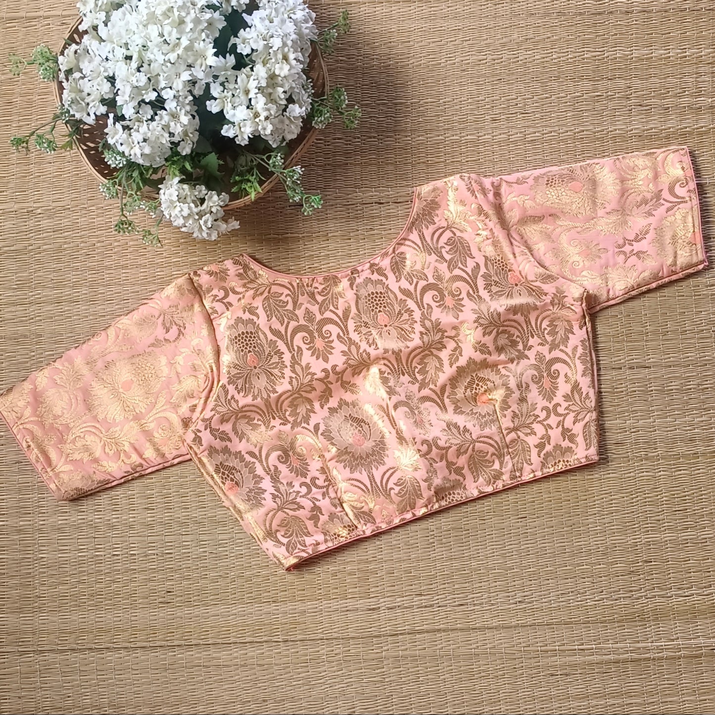Pastel Pink Brocade Blouse