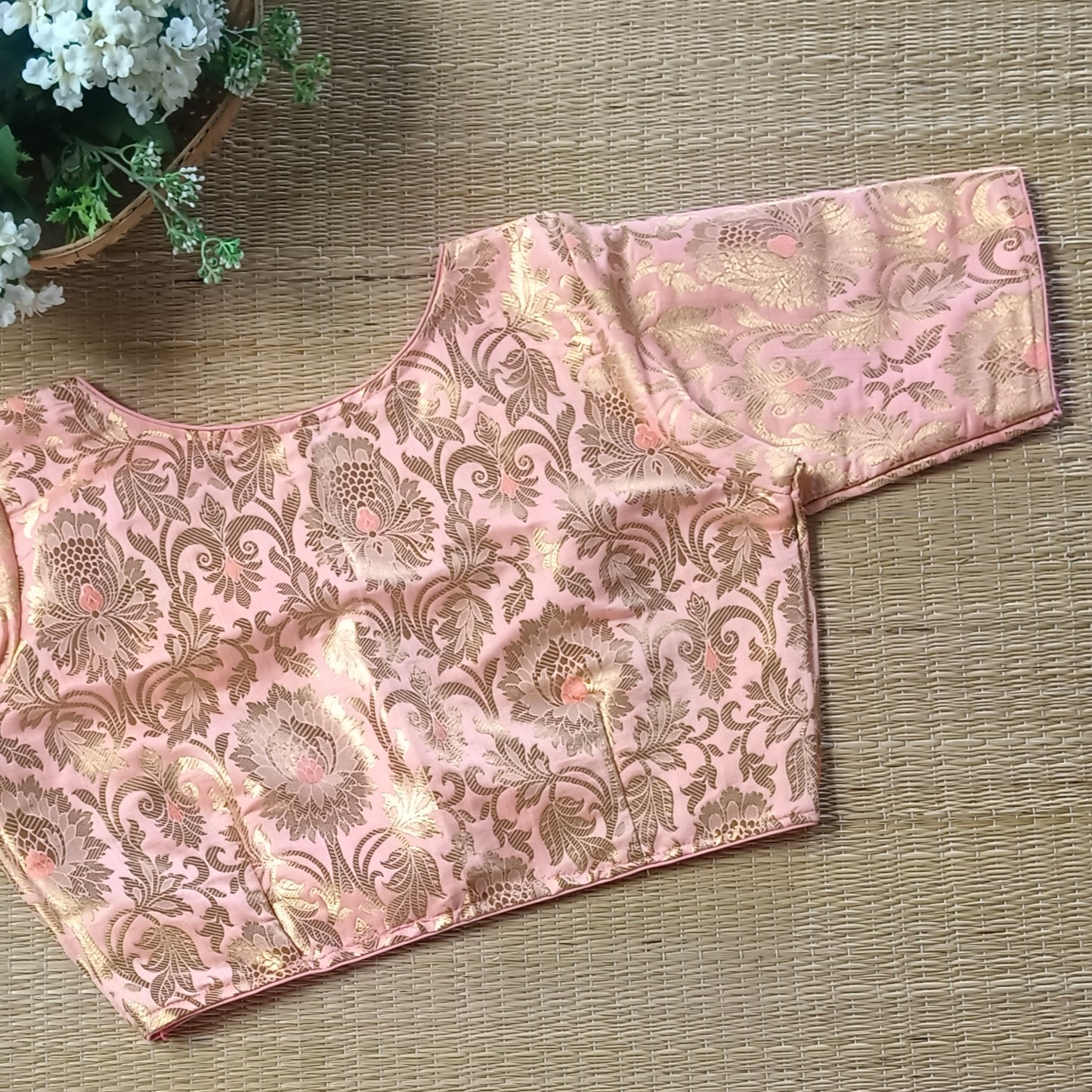 Pastel Pink Brocade Blouse