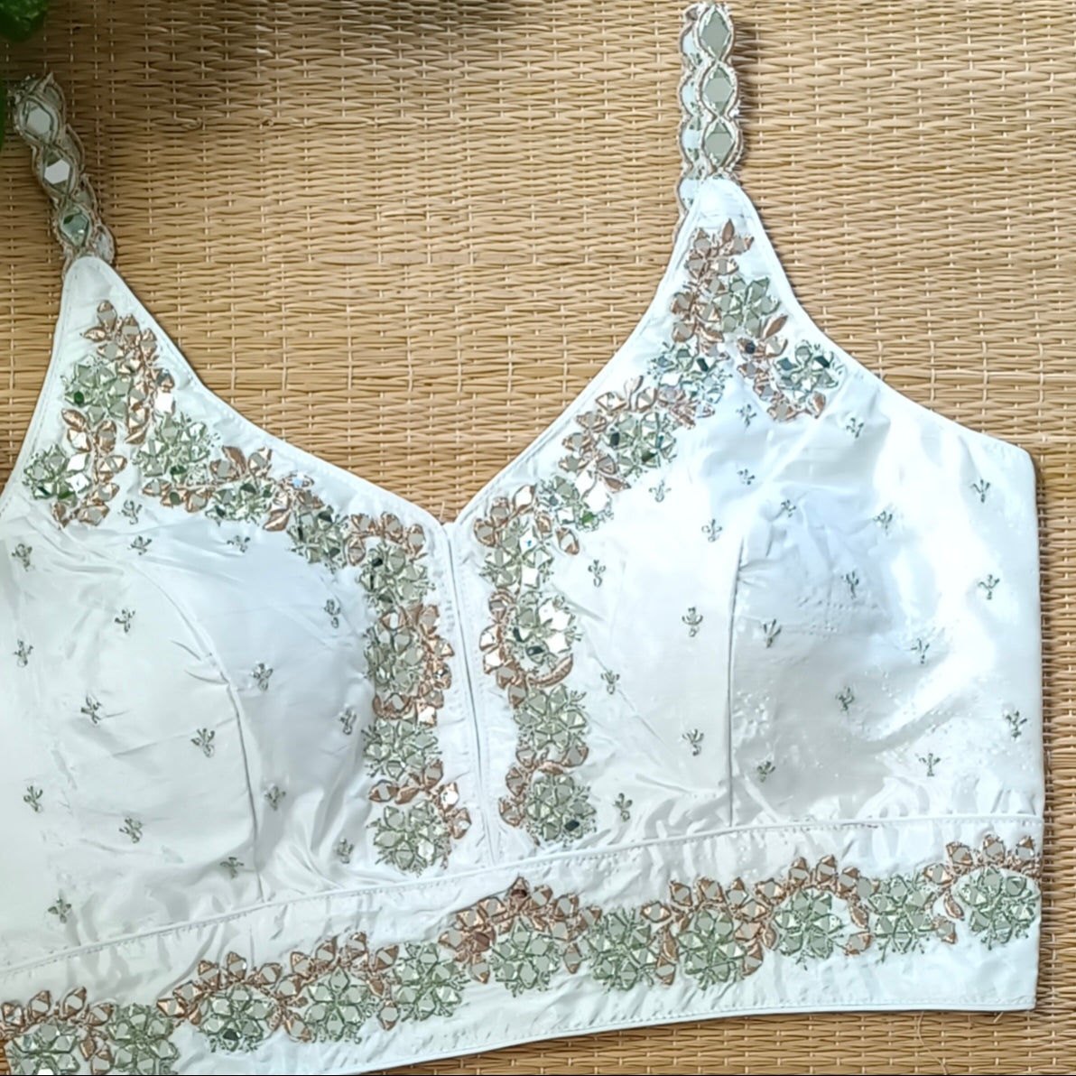 Off White Mirror Work Blouse