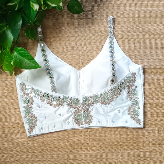 Off White Mirror Work Blouse