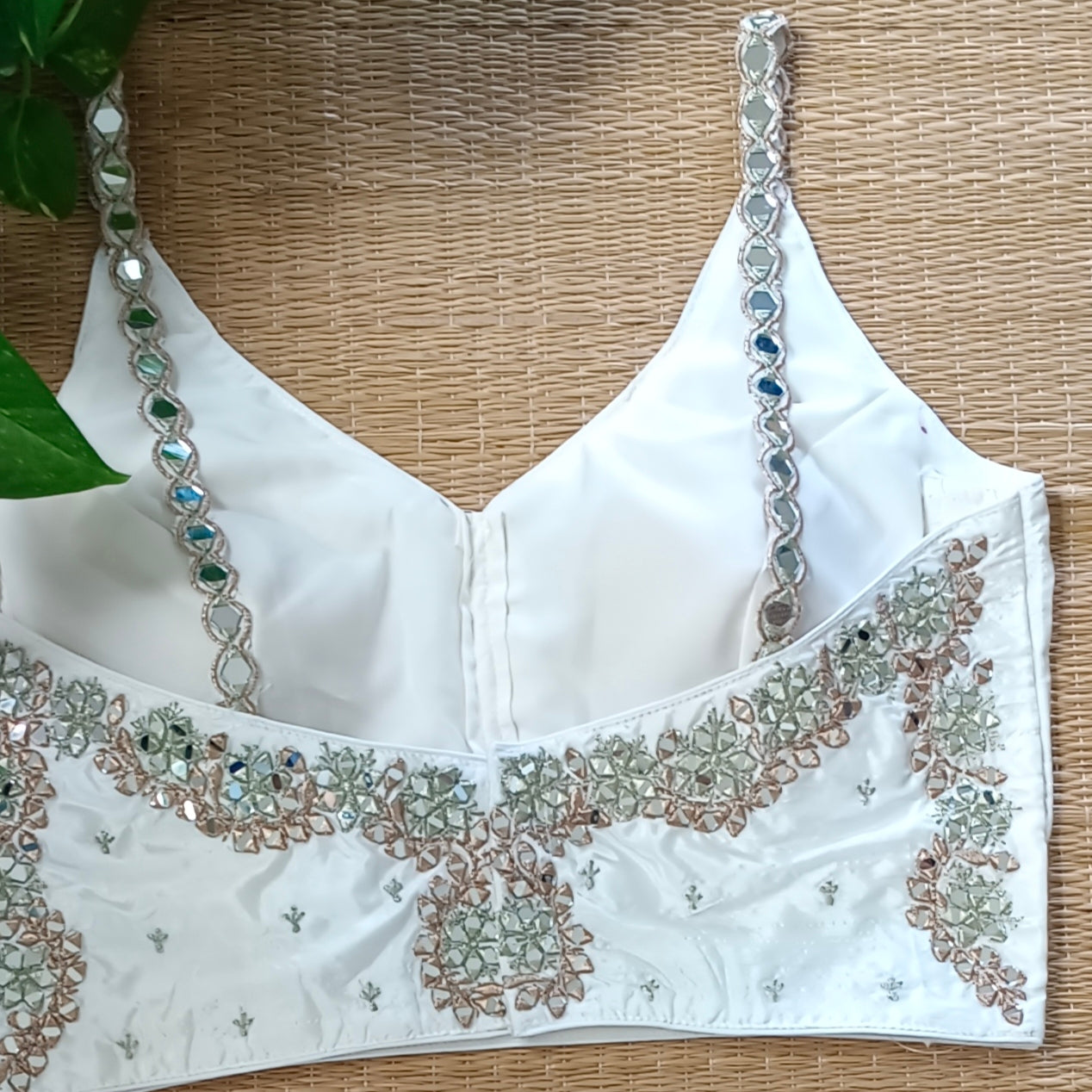 Off White Mirror Work Blouse