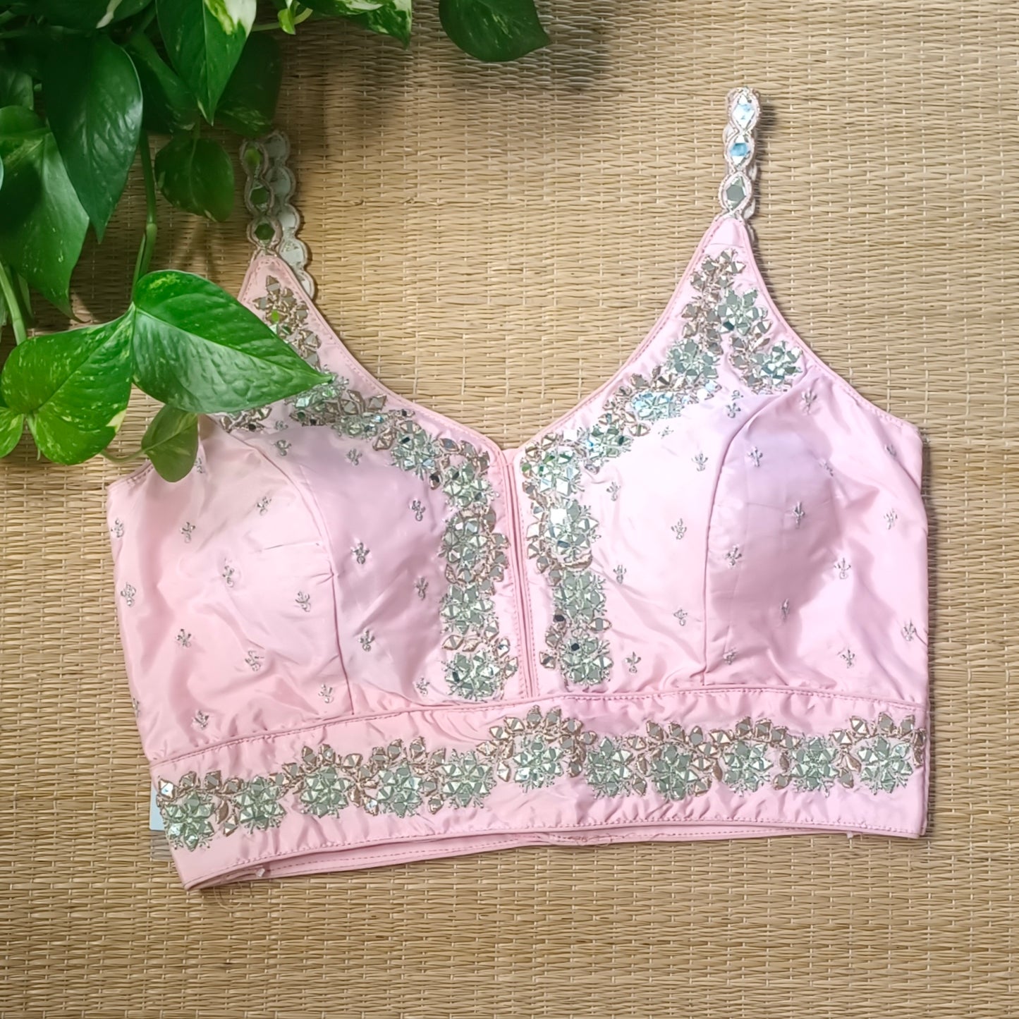 Pastel Pink Mirror Work Blouse