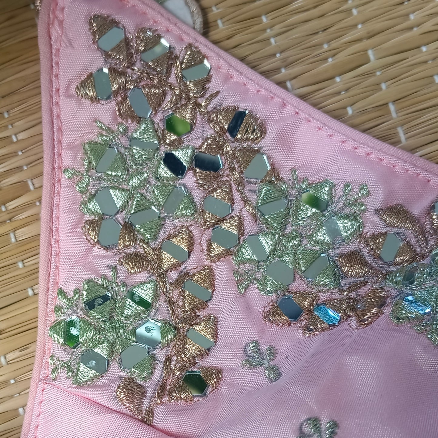 Pastel Pink Mirror Work Blouse