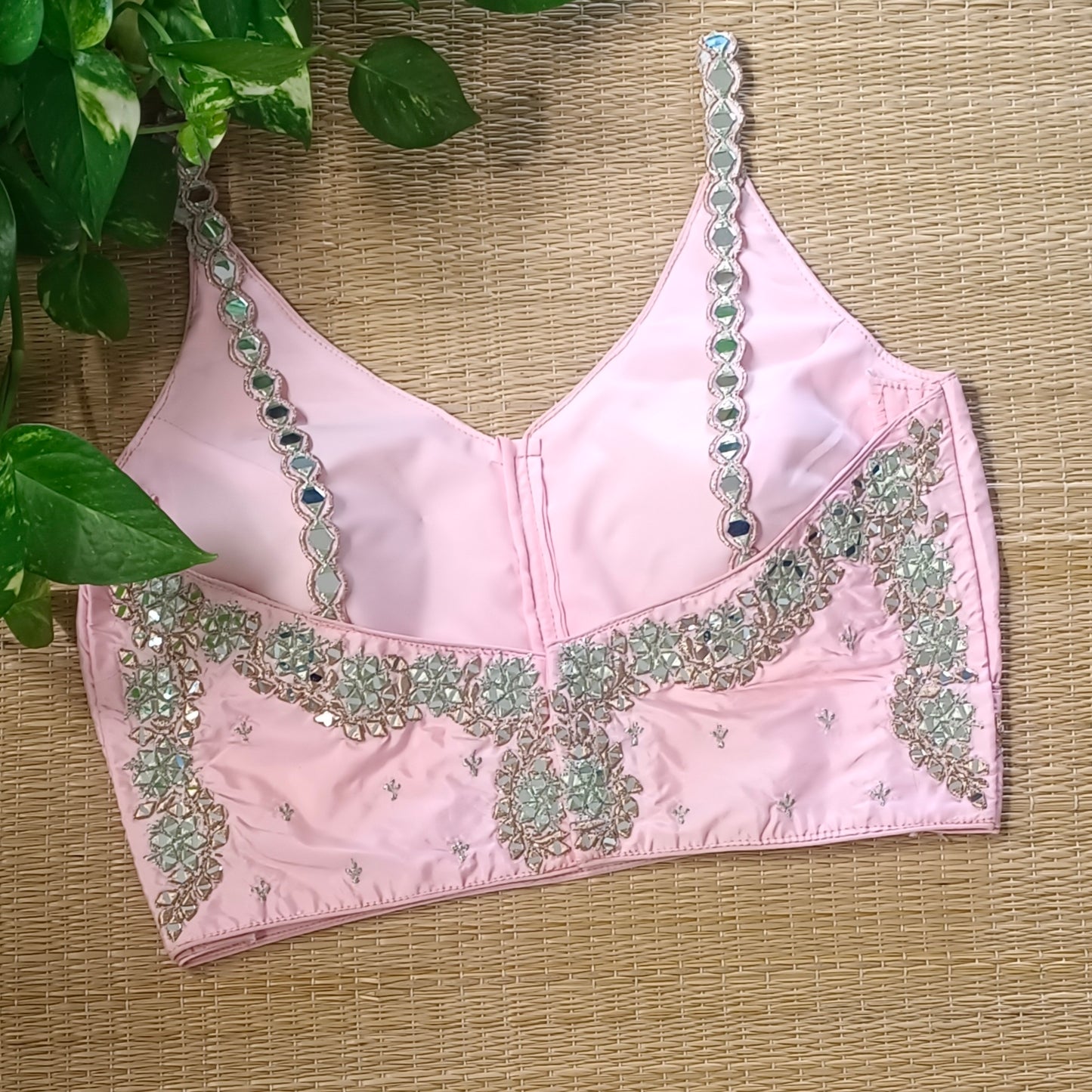 Pastel Pink Mirror Work Blouse
