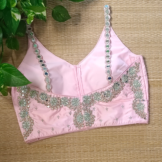 Pastel Pink Mirror Work Blouse
