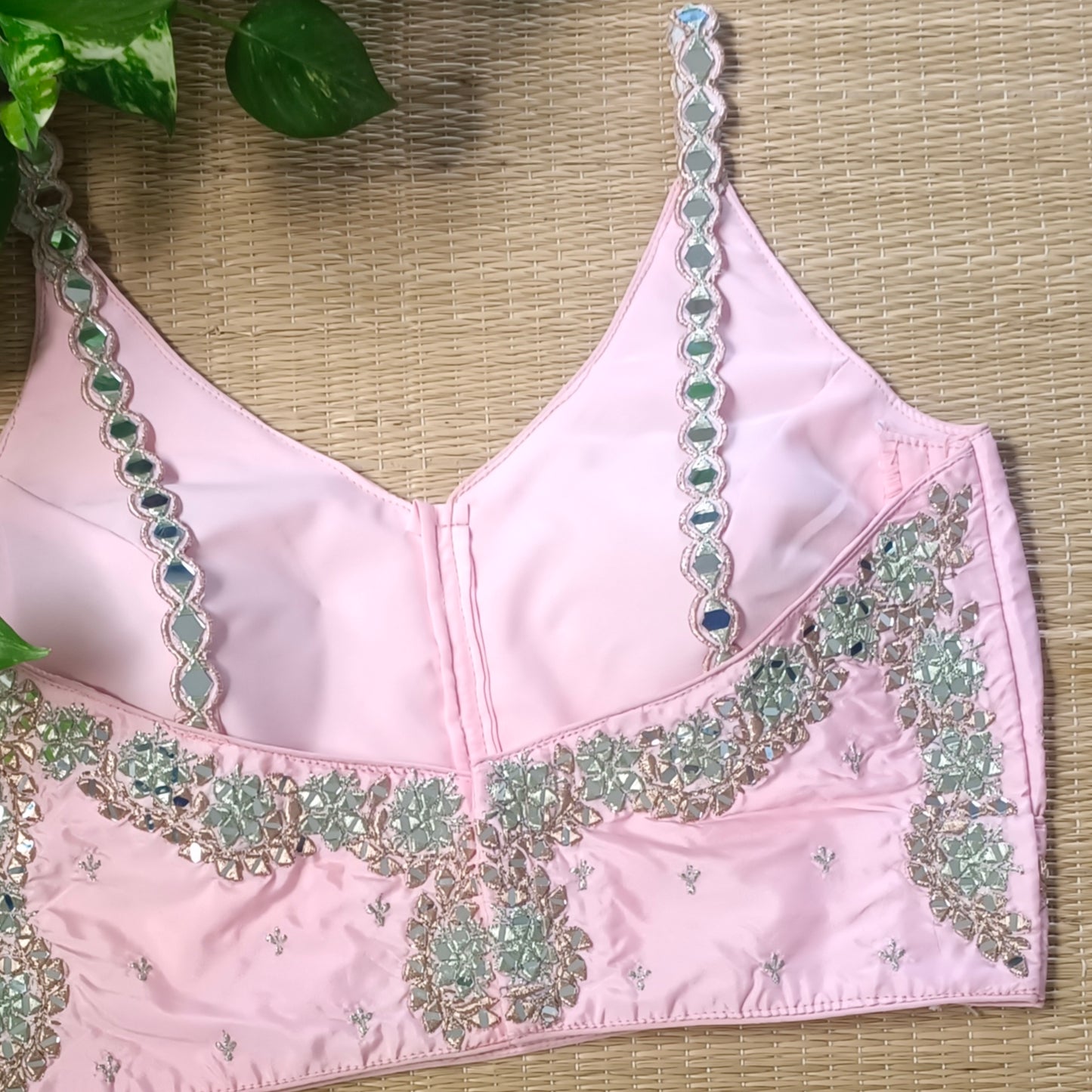 Pastel Pink Mirror Work Blouse