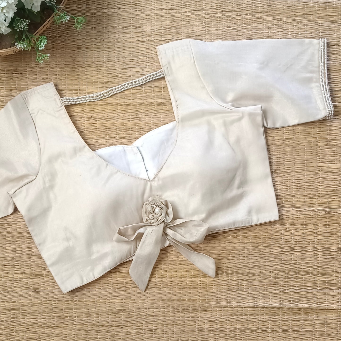 Golden 2 Metallic Tissue Bow Tie Blouse