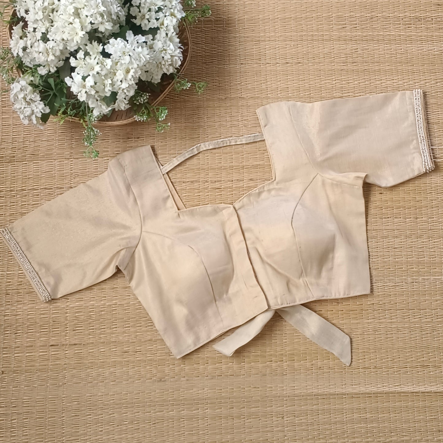 Golden 1 Metallic Tissue Bow Tie Blouse