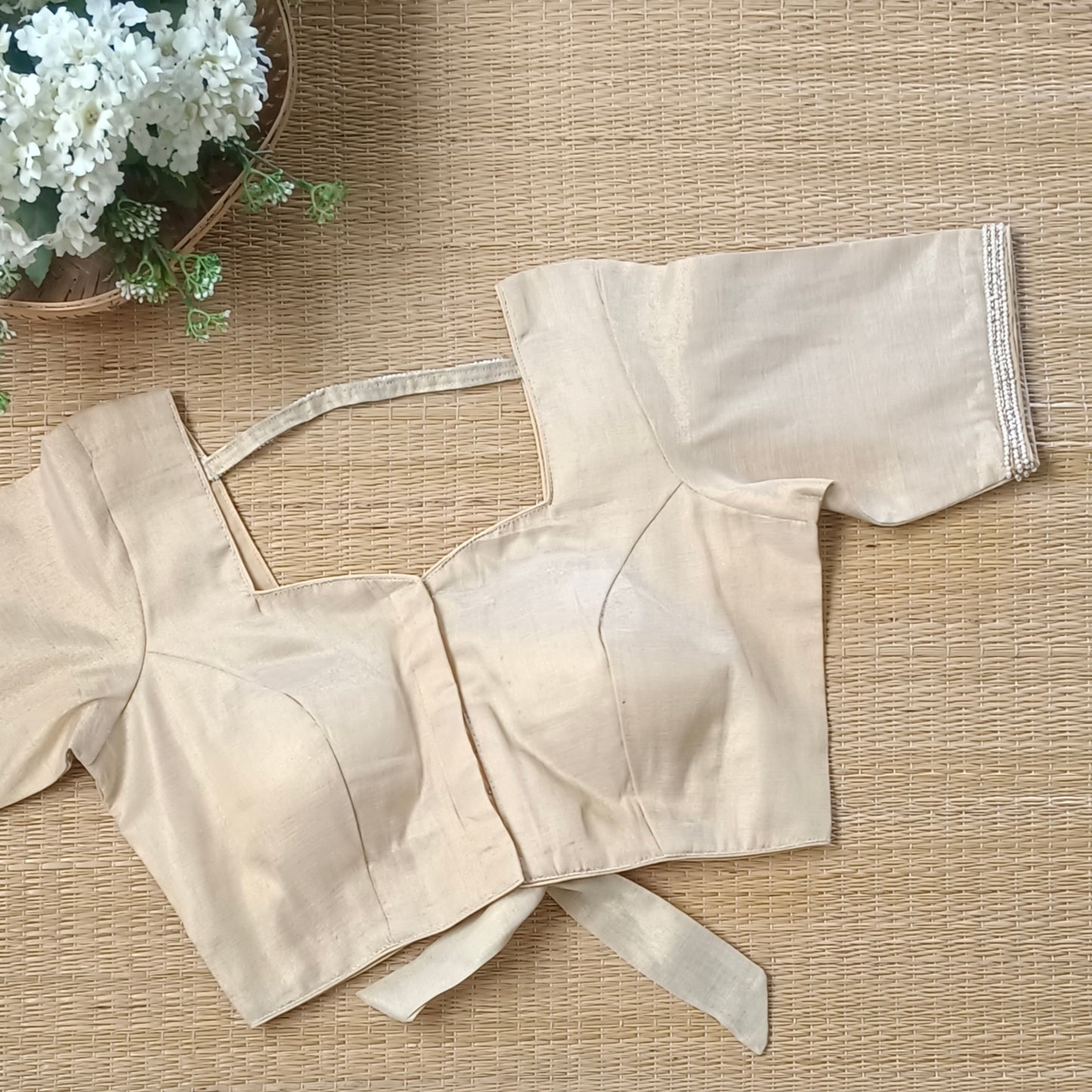 Golden 1 Metallic Tissue Bow Tie Blouse