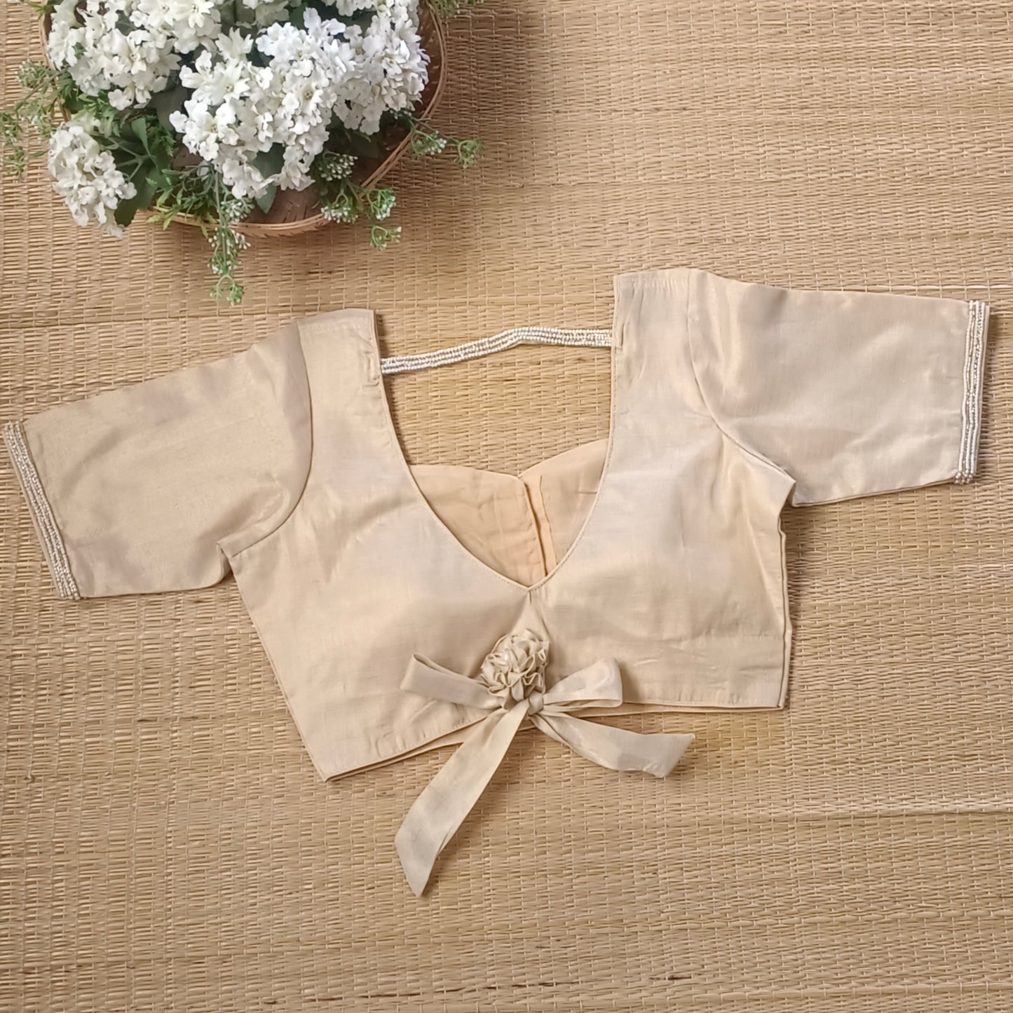 Golden 1 Metallic Tissue Bow Tie Blouse