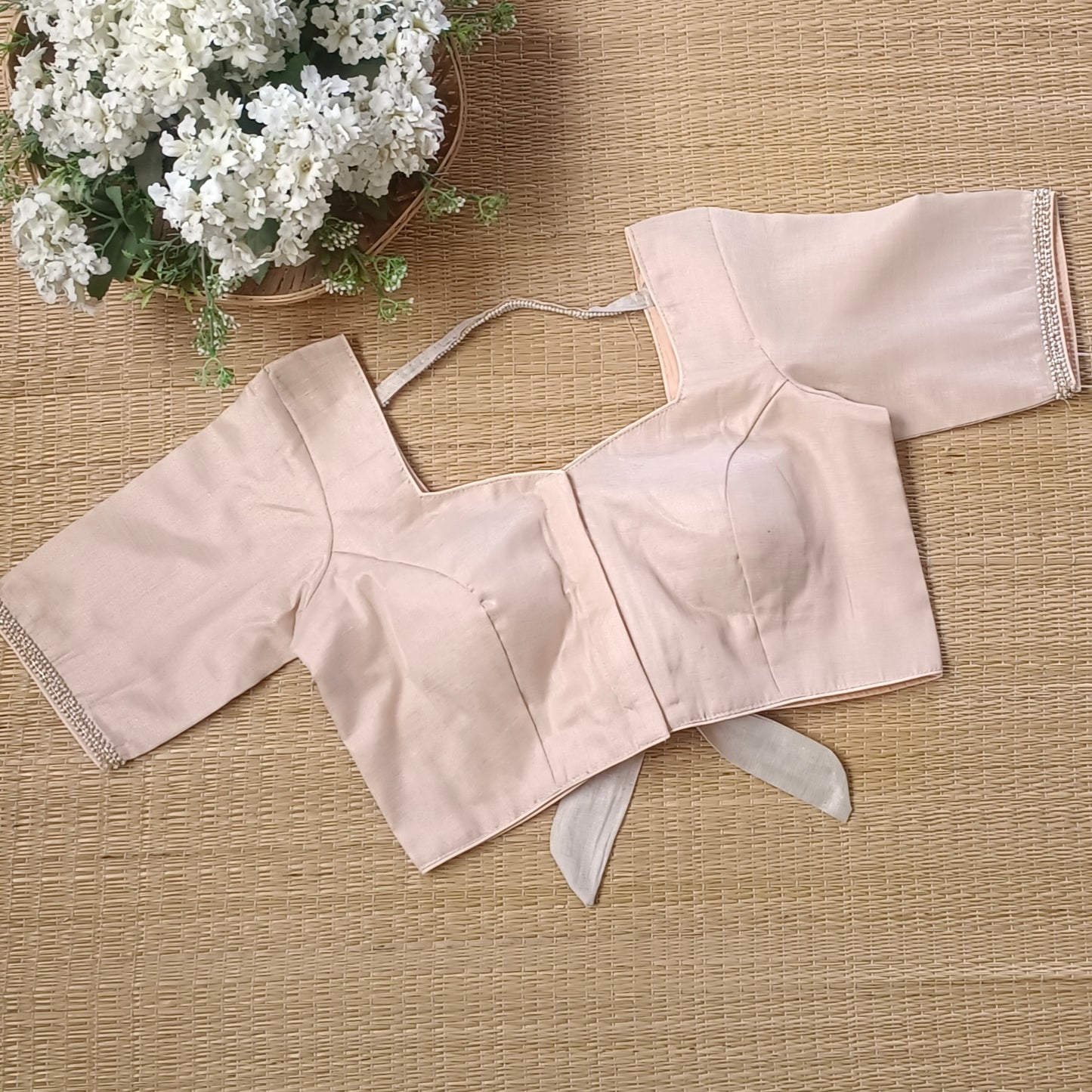 Golden 3 Metallic Tissue Bow Tie Blouse