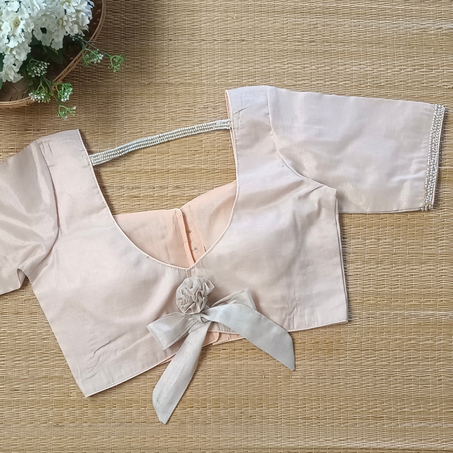 Golden 3 Metallic Tissue Bow Tie Blouse
