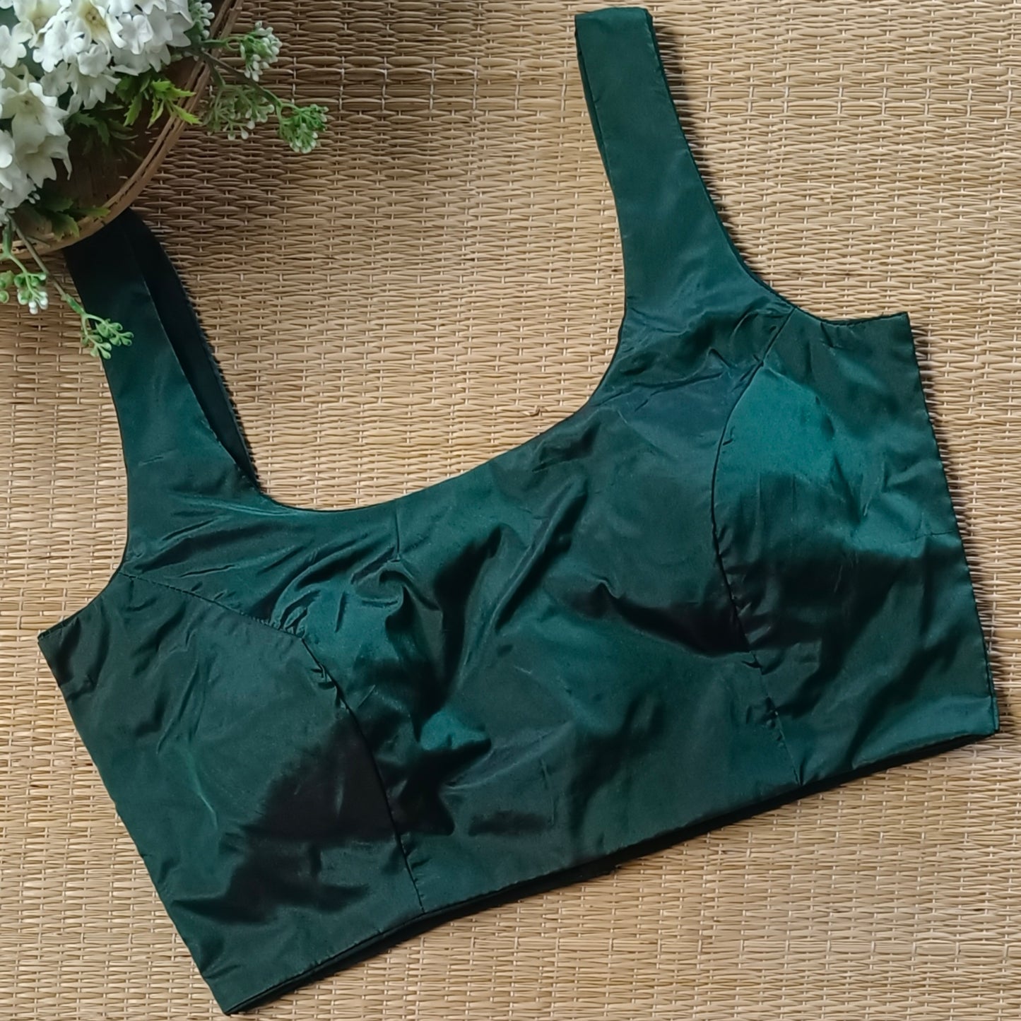 Bottle Green Classic Sleeveless Blouse