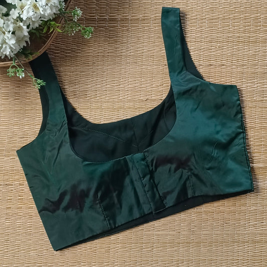 Bottle Green Classic Sleeveless Blouse