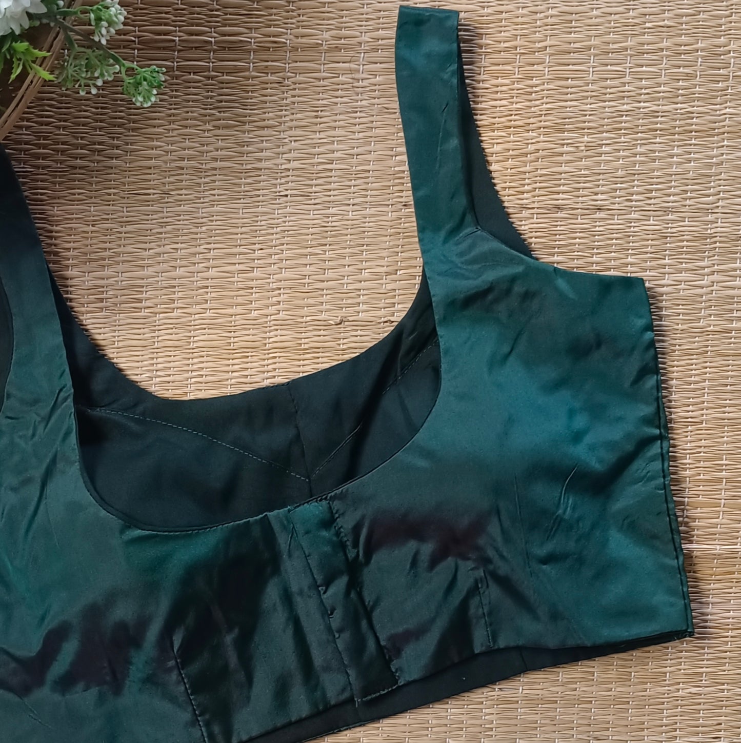 Bottle Green Classic Sleeveless Blouse