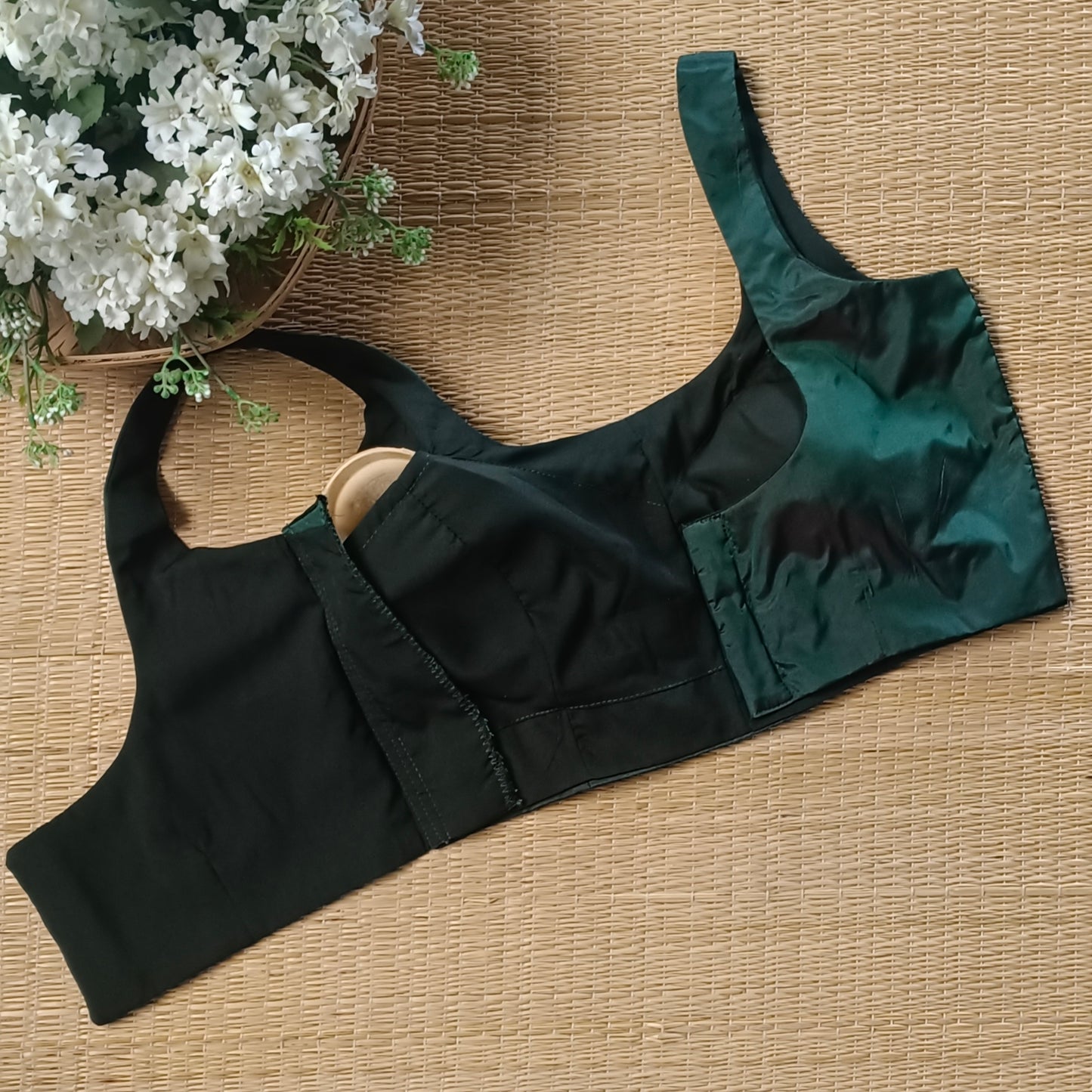 Bottle Green Classic Sleeveless Blouse