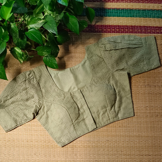 Fern Green Hakoba Cotton Blouse