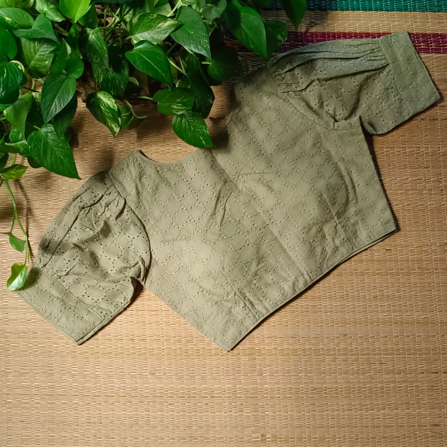 Fern Green Hakoba Cotton Blouse