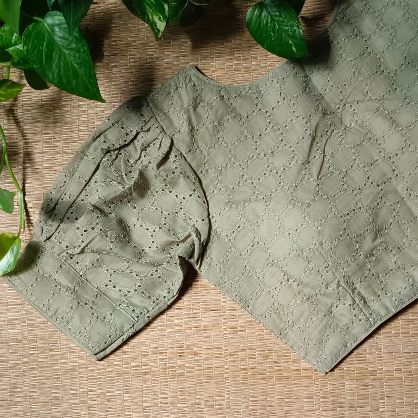 Fern Green Hakoba Cotton Blouse