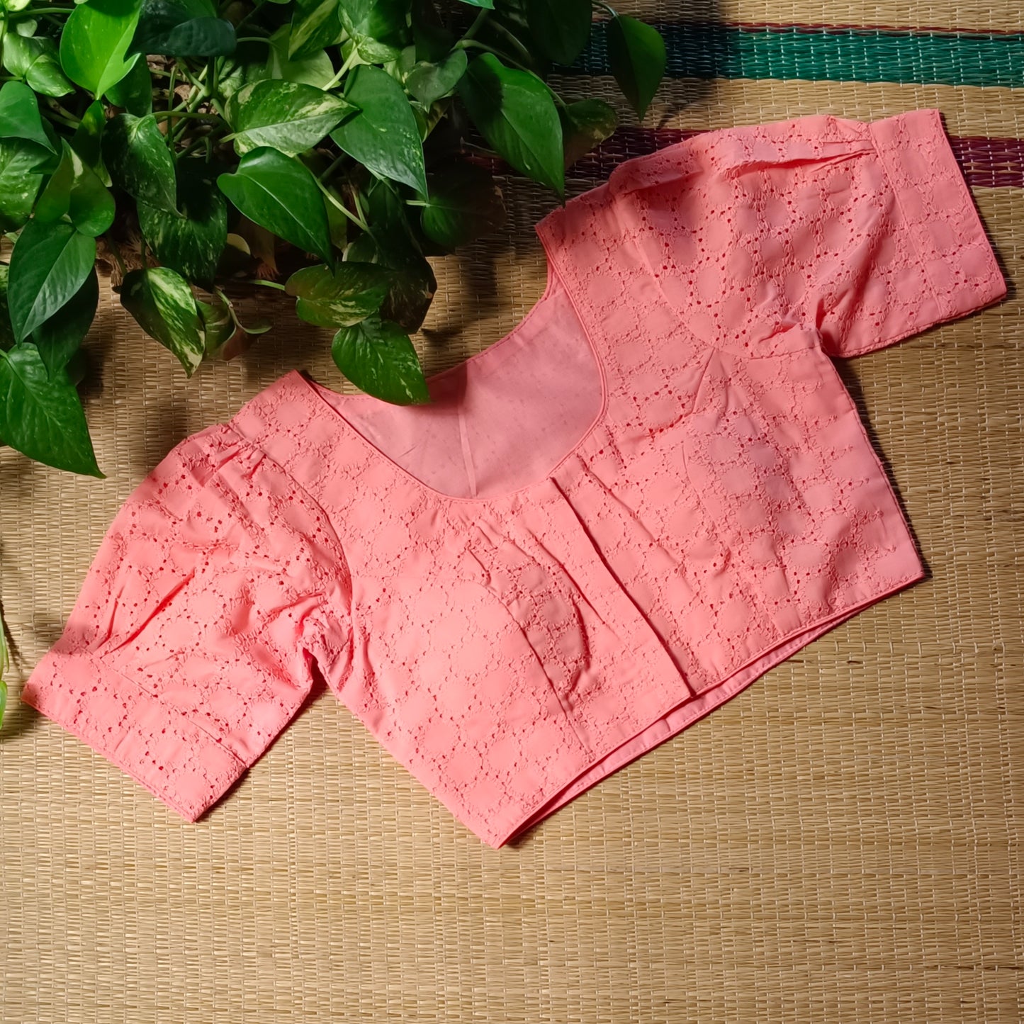 Peach Hakoba Cotton Blouse