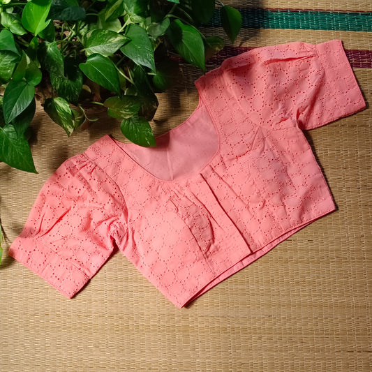 Peach Hakoba Cotton Blouse