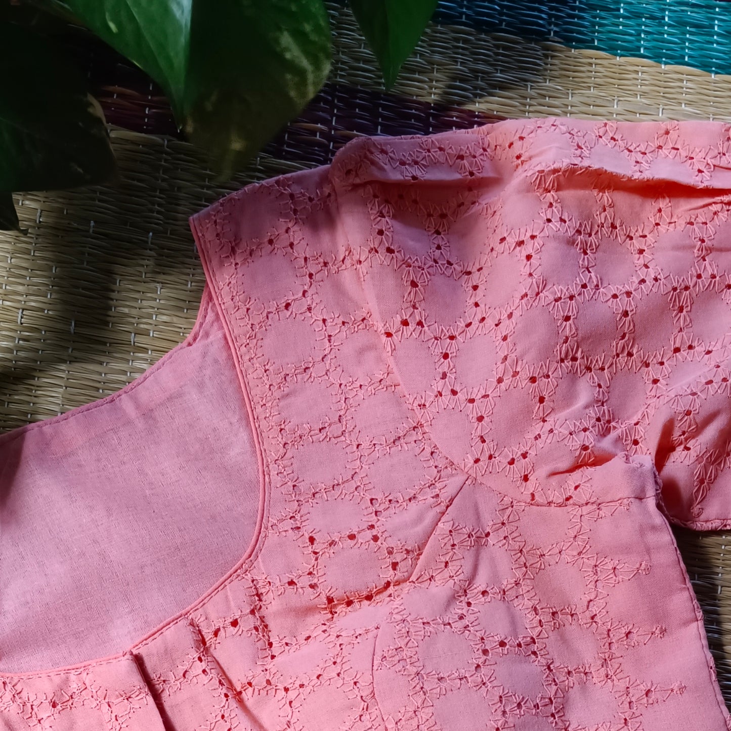 Peach Hakoba Cotton Blouse
