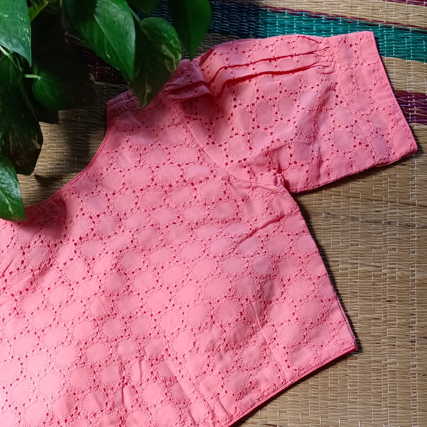Peach Hakoba Cotton Blouse