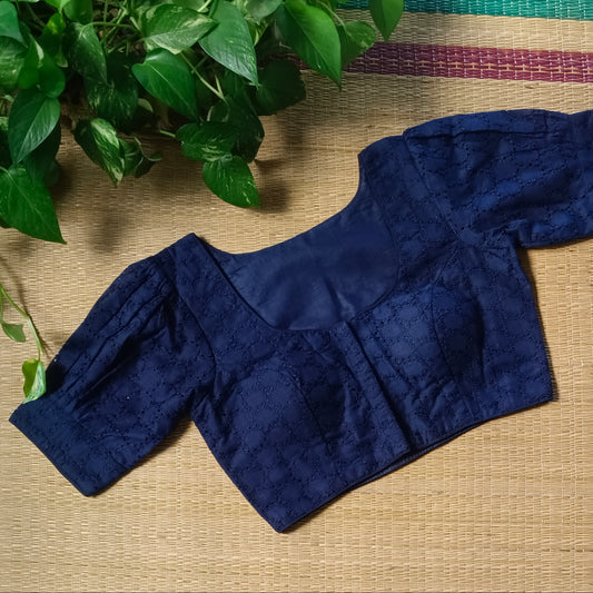 Navy Blue Hakoba Cotton Blouse