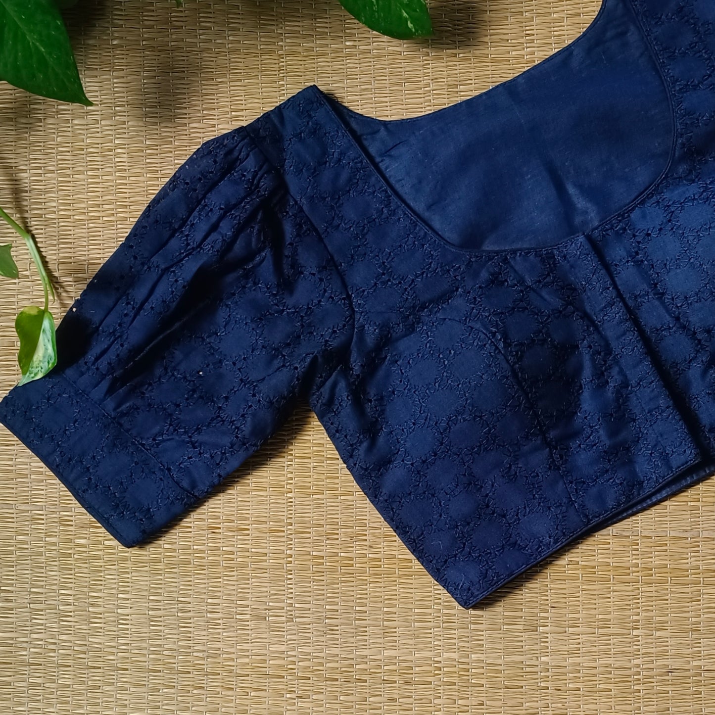 Navy Blue Hakoba Cotton Blouse