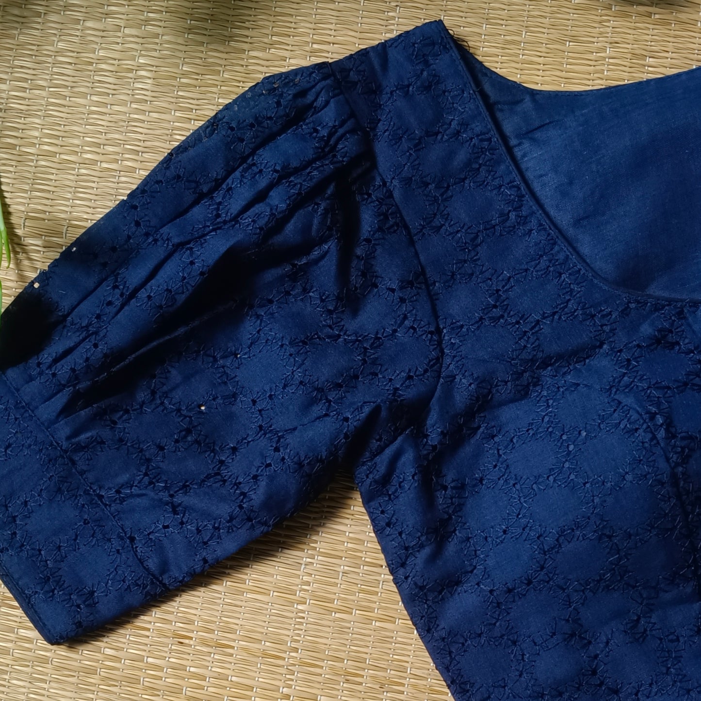 Navy Blue Hakoba Cotton Blouse