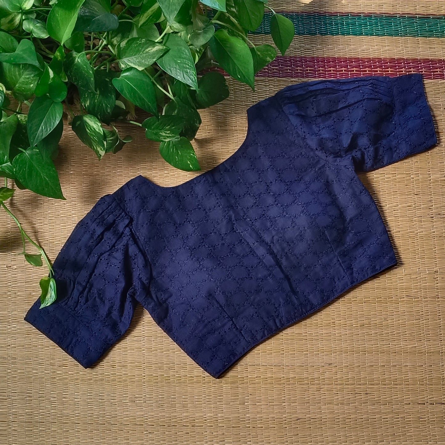Navy Blue Hakoba Cotton Blouse